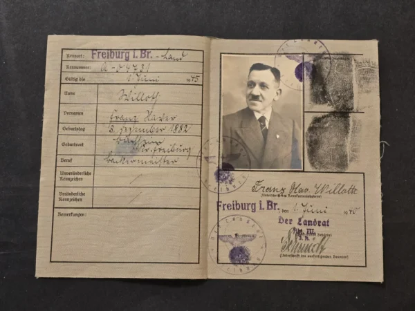 1945-freiburg-german-kennkarte-id-booklet-photo-fingerprints-occupation-era-03-8f74763a 1945 Freiburg German Kennkarte ID Booklet Photo Fingerprints Occupation Era