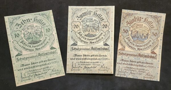 20240519_110826.jpg Anti Semitic Jewish Currency Austrian Antisemiticbund Notgelds lot x 4