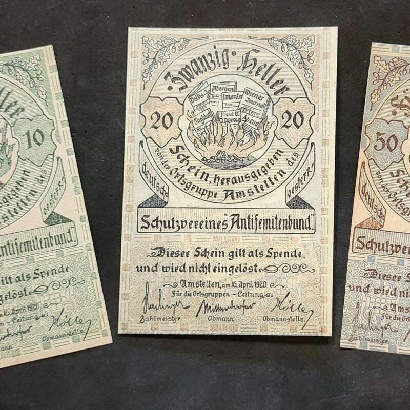 20240519_110826.jpg Anti Semitic Jewish Currency Austrian Antisemiticbund Notgelds lot x 4