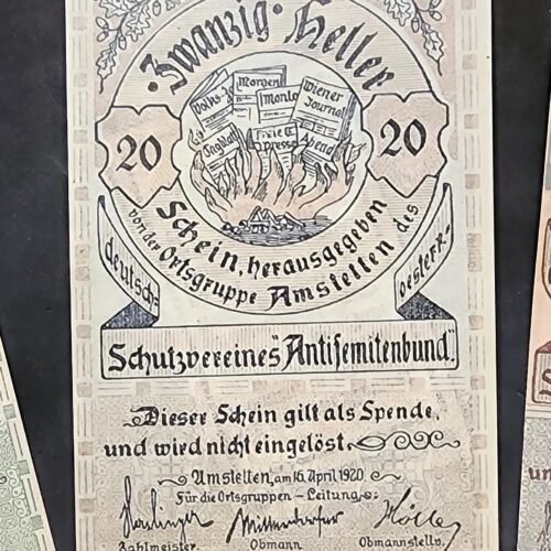 20240519_110832.jpg Anti Semitic Jewish Currency Austrian Antisemiticbund Notgelds lot x 4