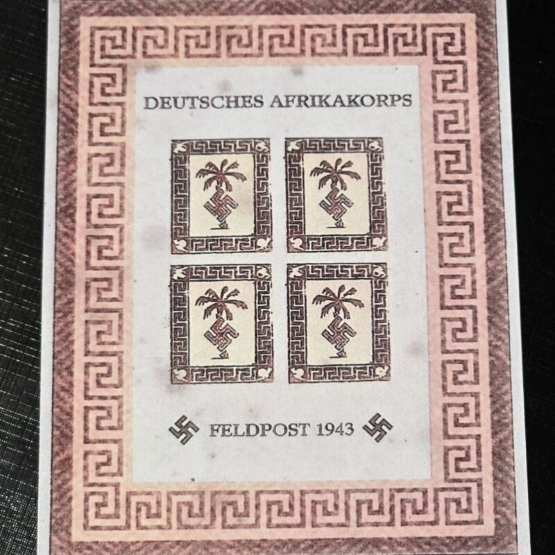 20241107_193112.jpg WW2 Nazi German Third Reich DAK Afrika Korps Souvenir Stamp Sheet Swastika Palm Tree