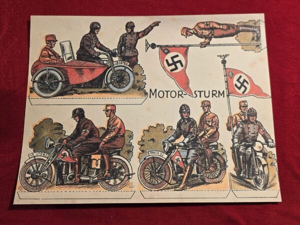 NSKK Motor Korps Motorcycle Troops Cutout Toy Soldiers WW2 Nazi German Third Reich NSDAP
