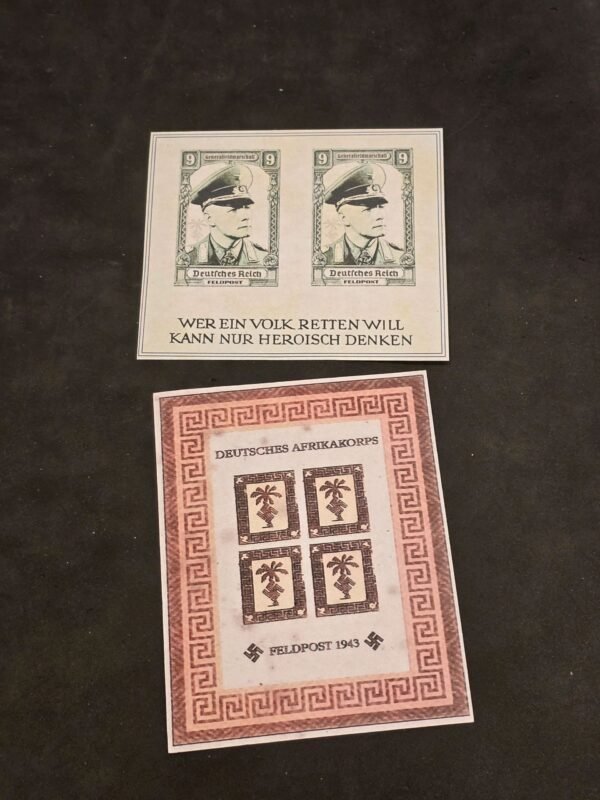 20241205_180302.jpg DAK Afrika Korps General Erwin Rommel Souvenir Stamp Sheets Swastika Palm Tree