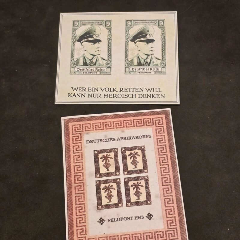 20241205_180302.jpg DAK Afrika Korps General Erwin Rommel Souvenir Stamp Sheets Swastika Palm Tree