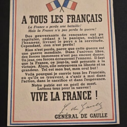 20241221_175924.jpg WWII Free France Propaganda Flyer Call of General Charles de Gaulle