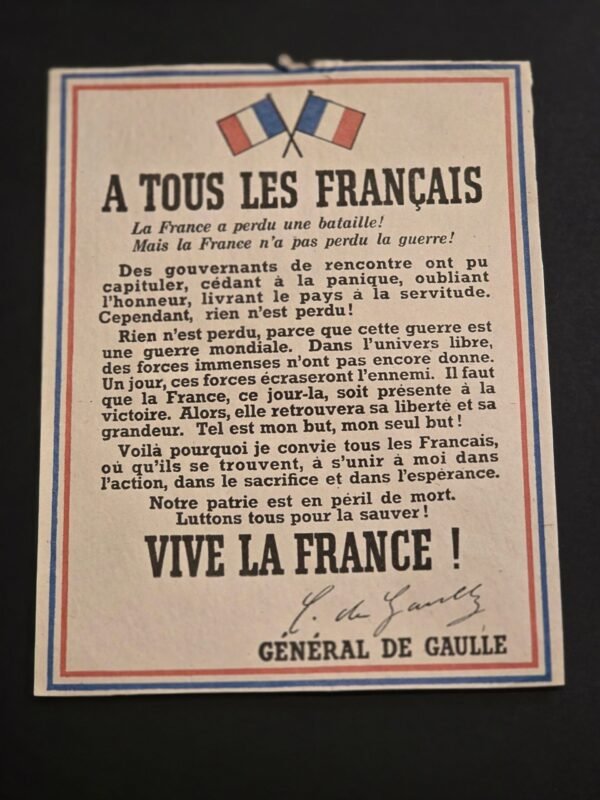 20241221_175924.jpg WWII Free France Propaganda Flyer Call of General Charles de Gaulle