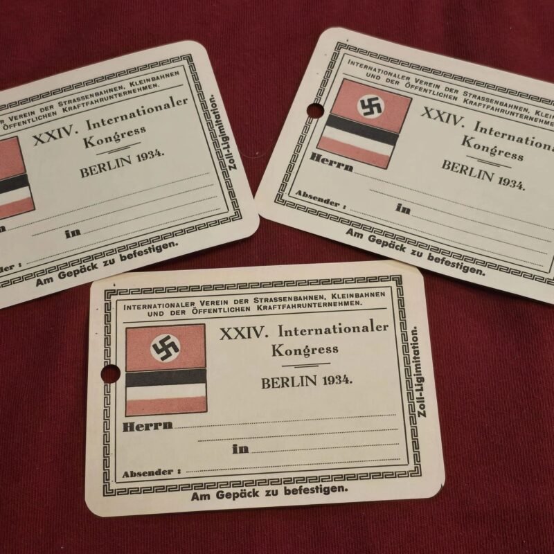 20250206_180938.jpg WW2 Nazi German Swastika Flag Luggage Tags Internationaler Kongress Berlin 1934