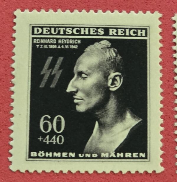 Nazi German SS Reinhard Heydrich Death Mask Stamp WW2 Germany NSDAP