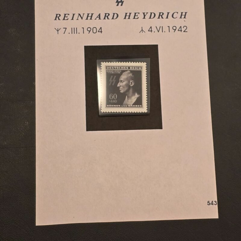 20250211_163402.jpg WW2 Nazi German SS Reinhard Heydrich Death Mask Stamp w Memorial Card