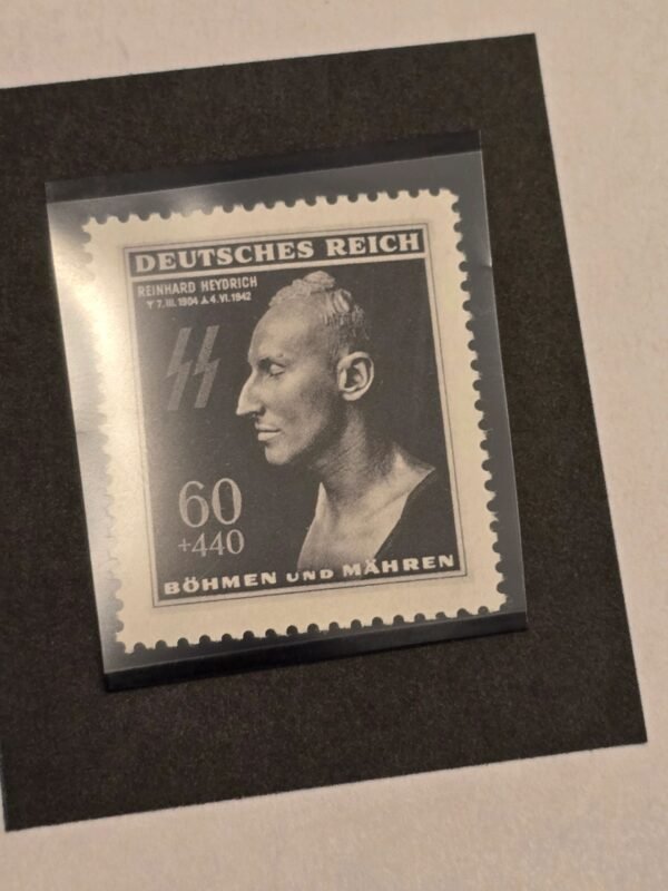 20250211_163407.jpg WW2 Nazi German Bohmen Mahren Czech SS Reinhard Heydrich Death Mask Stamp w Card 2
