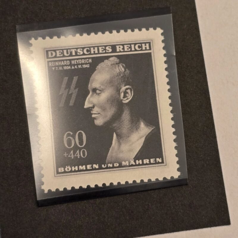 20250211_163407.jpg WW2 Nazi German Bohmen Mahren Czech SS Reinhard Heydrich Death Mask Stamp w Card 2