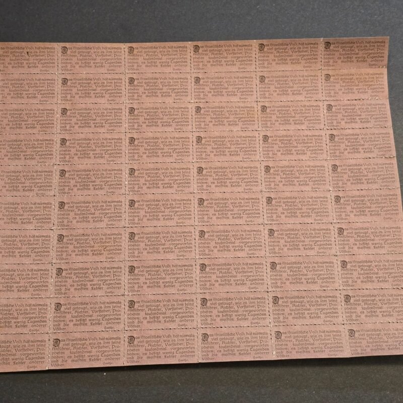 20250219_190414.jpg WW2 Nazi German Third Reich Anti-Semitic Jewish Propaganda Stamp Sheet of 60 w Goethe quote