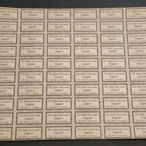20250219_190437.jpg The Jews are our misfortune! WW2 Nazi German Third Reich Anti-Semitic Jewish Propaganda Stamp Sheet of 60