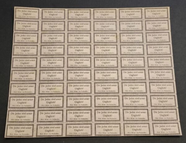 20250219_190437.jpg The Jews are our misfortune! WW2 Nazi German Third Reich Anti-Semitic Jewish Propaganda Stamp Sheet of 60