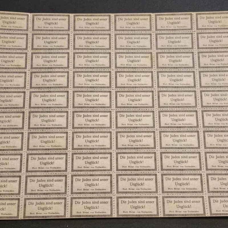 20250219_190437.jpg The Jews are our misfortune! WW2 Nazi German Third Reich Anti-Semitic Jewish Propaganda Stamp Sheet of 60