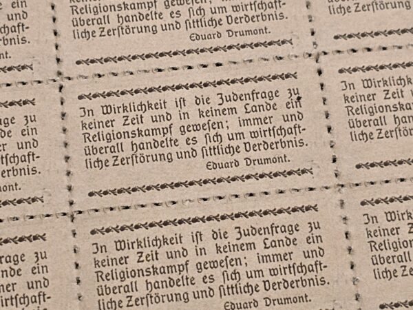 20250219_190459.jpg The Jewish question! WW2 Nazi German Third Reich Anti-Semitic Jewish Propaganda Stamp Sheet of 60