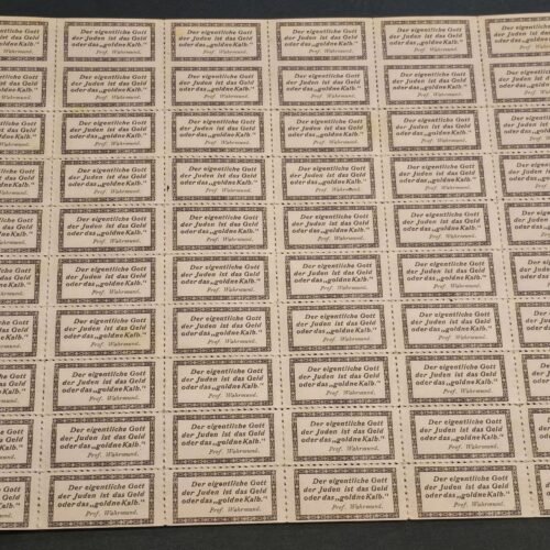 20250219_190512.jpg The true gods of Jews is money WW2 Nazi German Third Reich Anti-Semitic Jewish Propaganda Stamp Sheet of 60