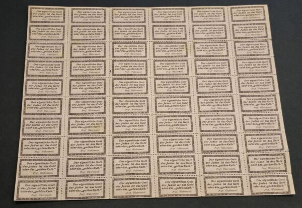 20250219_190512.jpg The true gods of Jews is money WW2 Nazi German Third Reich Anti-Semitic Jewish Propaganda Stamp Sheet of 60
