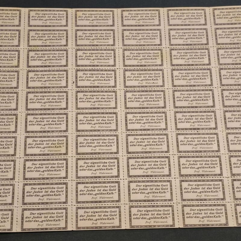 20250219_190512.jpg The true gods of Jews is money WW2 Nazi German Third Reich Anti-Semitic Jewish Propaganda Stamp Sheet of 60