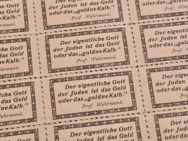 20250219_190516.jpg The true gods of Jews is money WW2 Nazi German Third Reich Anti-Semitic Jewish Propaganda Stamp Sheet of 60
