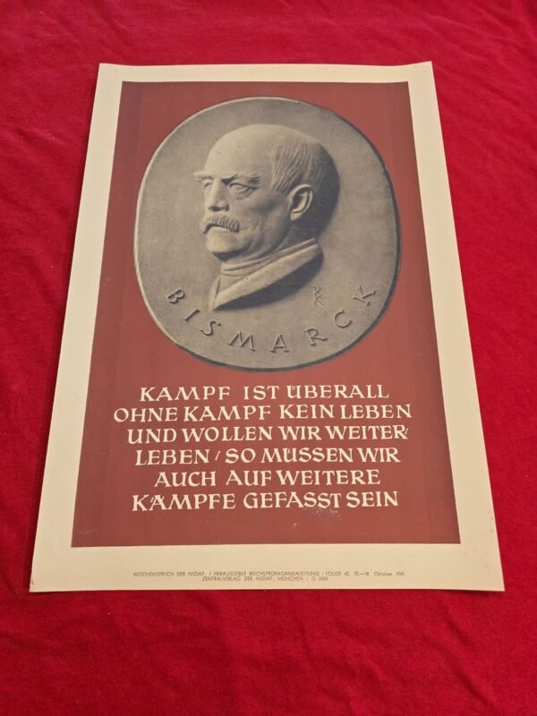 20250221_140809.jpg WW2 Nazi German Third Reich NSDAP Bismarck Poster Print Wochenspruch Wall Newspaper