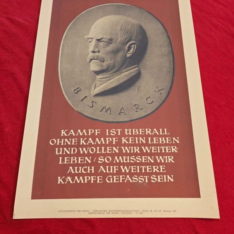 20250221_140809.jpg WW2 Nazi German Third Reich NSDAP Bismarck Poster Print Wochenspruch Wall Newspaper