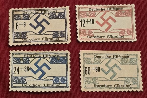 20250311_191902.jpg Nazi German Occupied Ukraine Swastika Stamp set x 4 WW2 WWII Third Reich