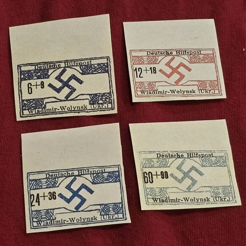 20250311_191915.jpg Nazi German Occupied Ukraine Swastika Stamp set x 4 WW2 WWII Third Reich UNPERF