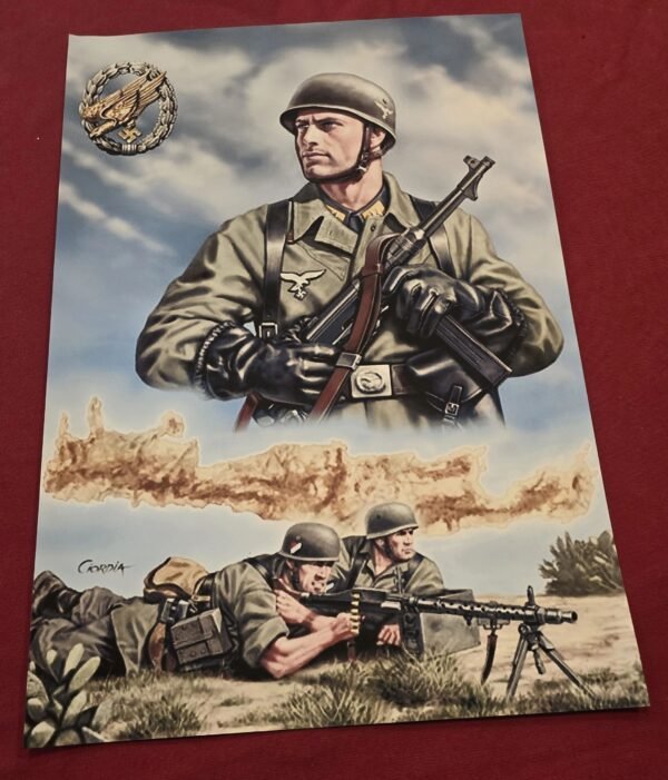 20250523_125003.jpg WW2 Nazi German Paratrooper Fallschirmjäger Poster Airborne Soldier MG Team Art