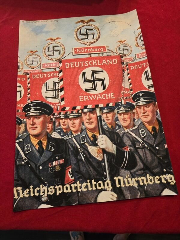 20250523_125954-1.jpg SS NSDAP Reichsparteitag Nurnberg March w Deutschland Erwache Standard Flags Banners WW2 German Third Reich Poster
