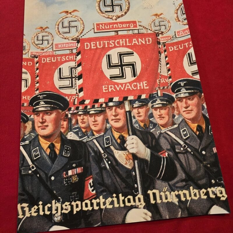20250523_125954-1.jpg SS NSDAP Reichsparteitag Nurnberg March w Deutschland Erwache Standard Flags Banners WW2 German Third Reich Poster
