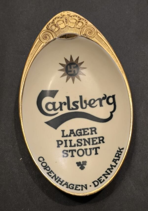20250625_201055 RARE Early Carlsberg Lager Pilsner Stout Beer Porcelain Tray Dish w Swastika