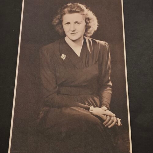 Vintage Eva Braun Large Portrait Photo WWII German Third Reich Era Style