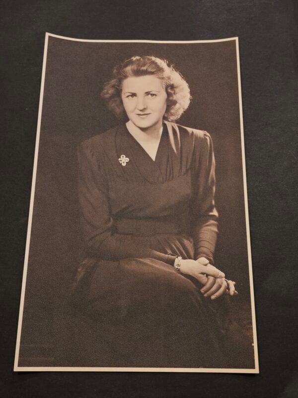 Vintage Eva Braun Large Portrait Photo WWII German Third Reich Era Style
