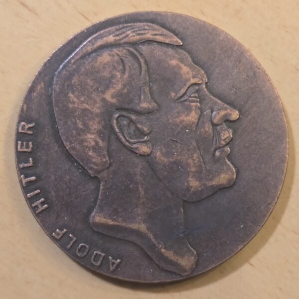 Large Bronze Adolf Hitler Medal Medallion WW2 Nazi German Third Reich Propaganda Coin