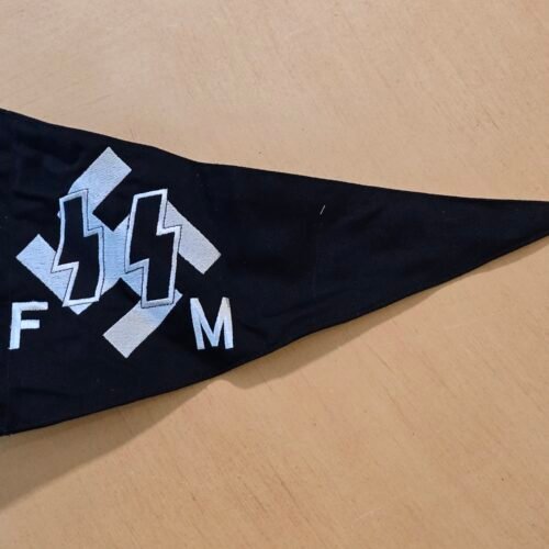 WWII German NSDAP SS FM Black Embroidered Pennant Flag Militaria Display