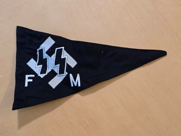WWII German NSDAP SS FM Black Embroidered Pennant Flag Militaria Display