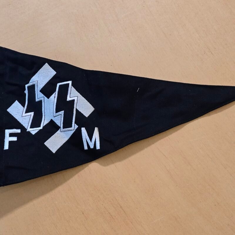 20260201_143406 WWII German NSDAP SS FM Black Embroidered Pennant Flag Militaria Display