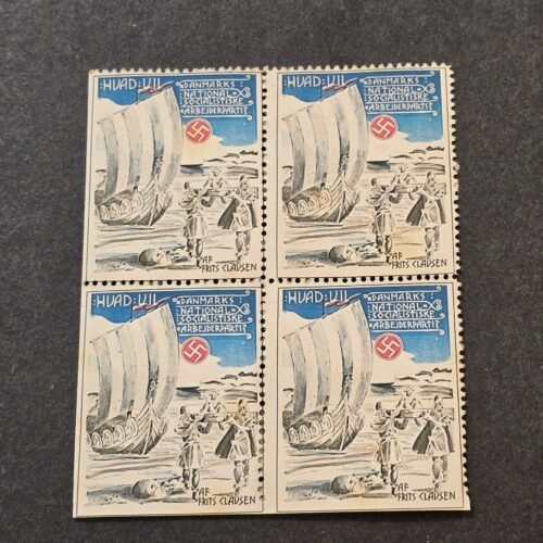 20260321_144442.jpg DNSAP Denmark Third Reich Nazi Stamp Block x 4 w Viking Ship WW2 WWII Danish