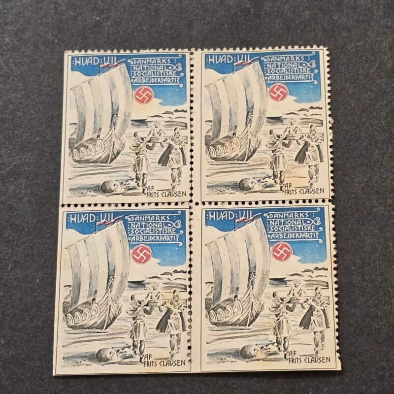 20260321_144442.jpg DNSAP Denmark Third Reich Nazi Stamp Block x 4 w Viking Ship WW2 WWII Danish