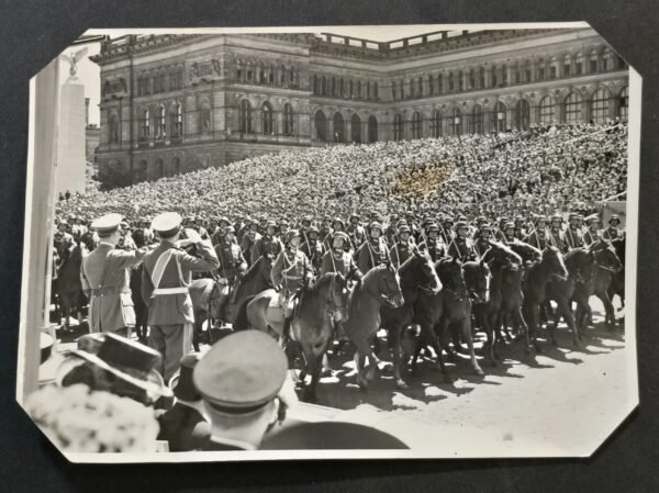 20260401_113607.jpg RARE WW2 Adolf Hitler Wehrmacht Parade Photo Berlin Cavalry Historic Crowd Scene
