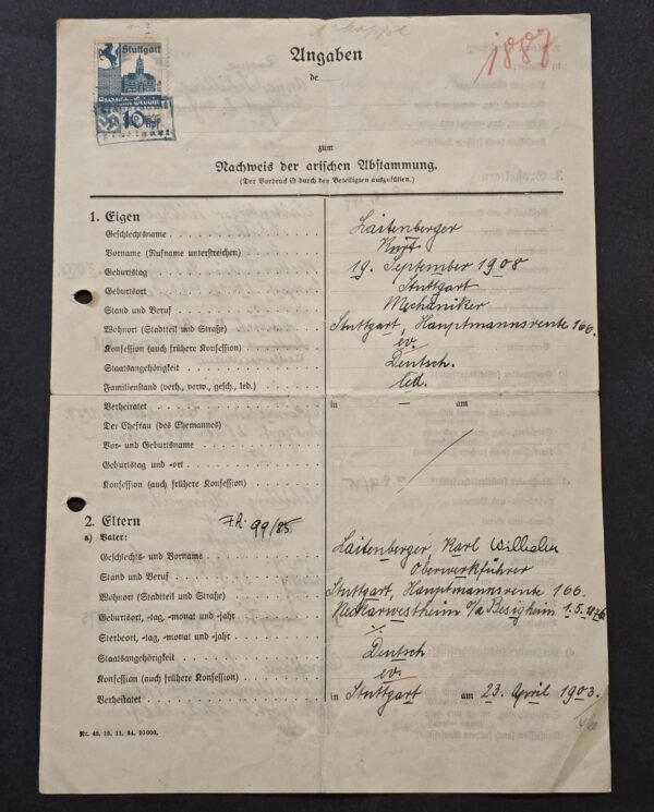 20260401_115003.jpg Papers Please! WW2 Nazi German Third Reich NSDAP Proof of Aryan Race Documents