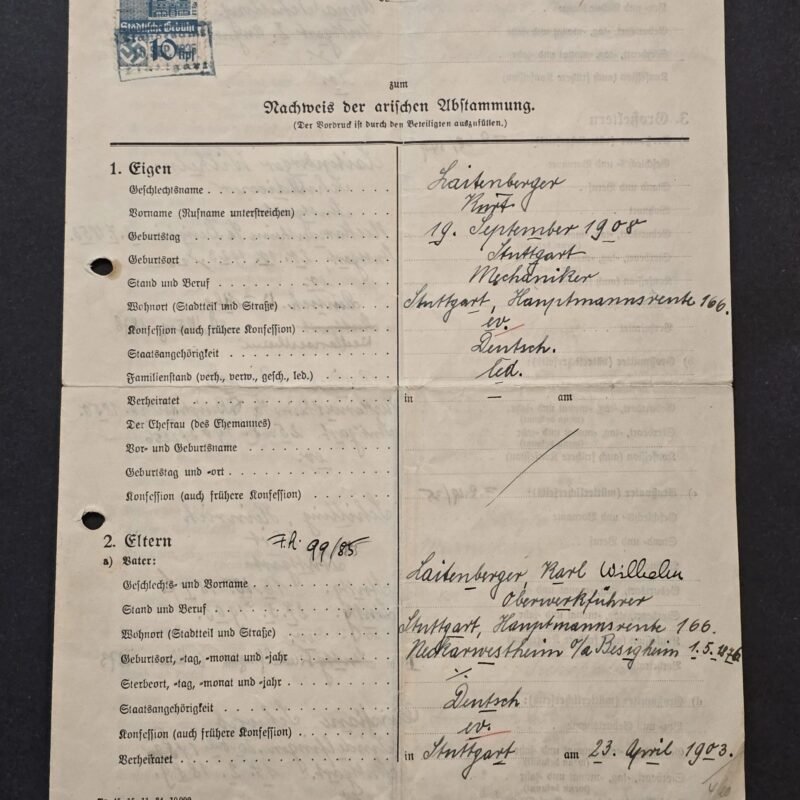 20260401_115003.jpg Papers Please! WW2 Nazi German Third Reich NSDAP Proof of Aryan Race Documents