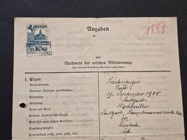 20260401_115007.jpg Papers Please! WW2 Nazi German Third Reich NSDAP Proof of Aryan Race Documents