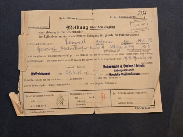 20260401_115859.jpg WWII Nazi German Third Reich Wehrmacht Exercise Notification Document 1940 Wolfratshausen