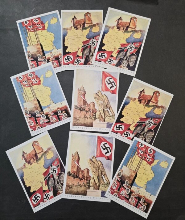 NSDAP Reichsparteitag Nurnberg Postcard Collection Complete set w Puzzle Back WW2 Nazi German