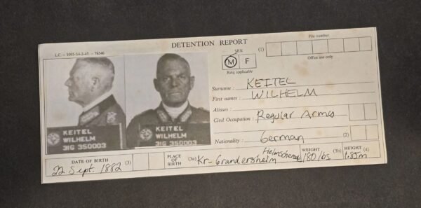 20260428_151701.jpg Vintage Wilhelm Keitel Detention Report Nuremberg Mugshot Photo Sheet WWII German Document