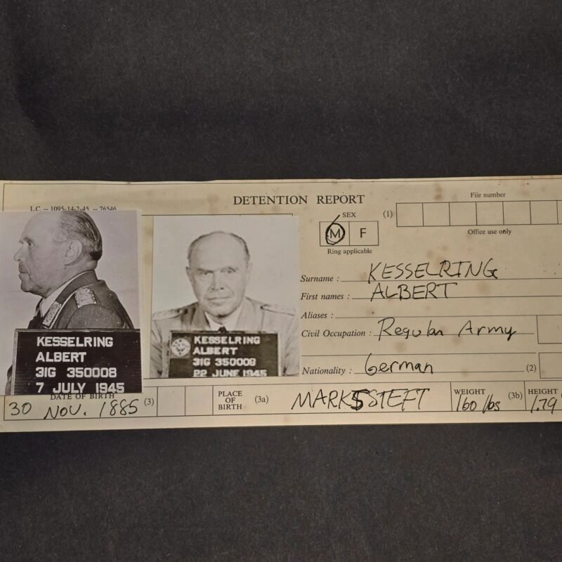 20260428_151718.jpg Vintage "Smiling" Albert Kesselring Detention Report Nuremberg Mugshot Photo Sheet WWII German Document
