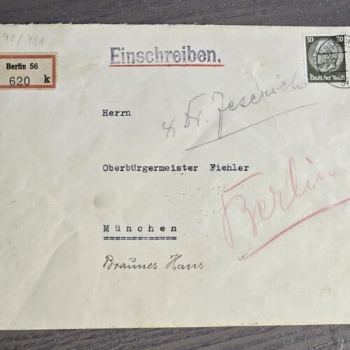 20260503_155525.jpg RARE WW2 German NSDAP Heinrich Hoffmann Cover to Munich Mayor Karl Fiehler Brown House!