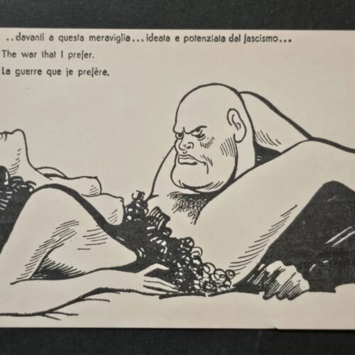 Mussolini Eats out his mistress WW2 Anti Italy Italian Propaganda Postcard